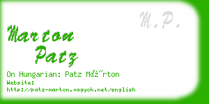 marton patz business card